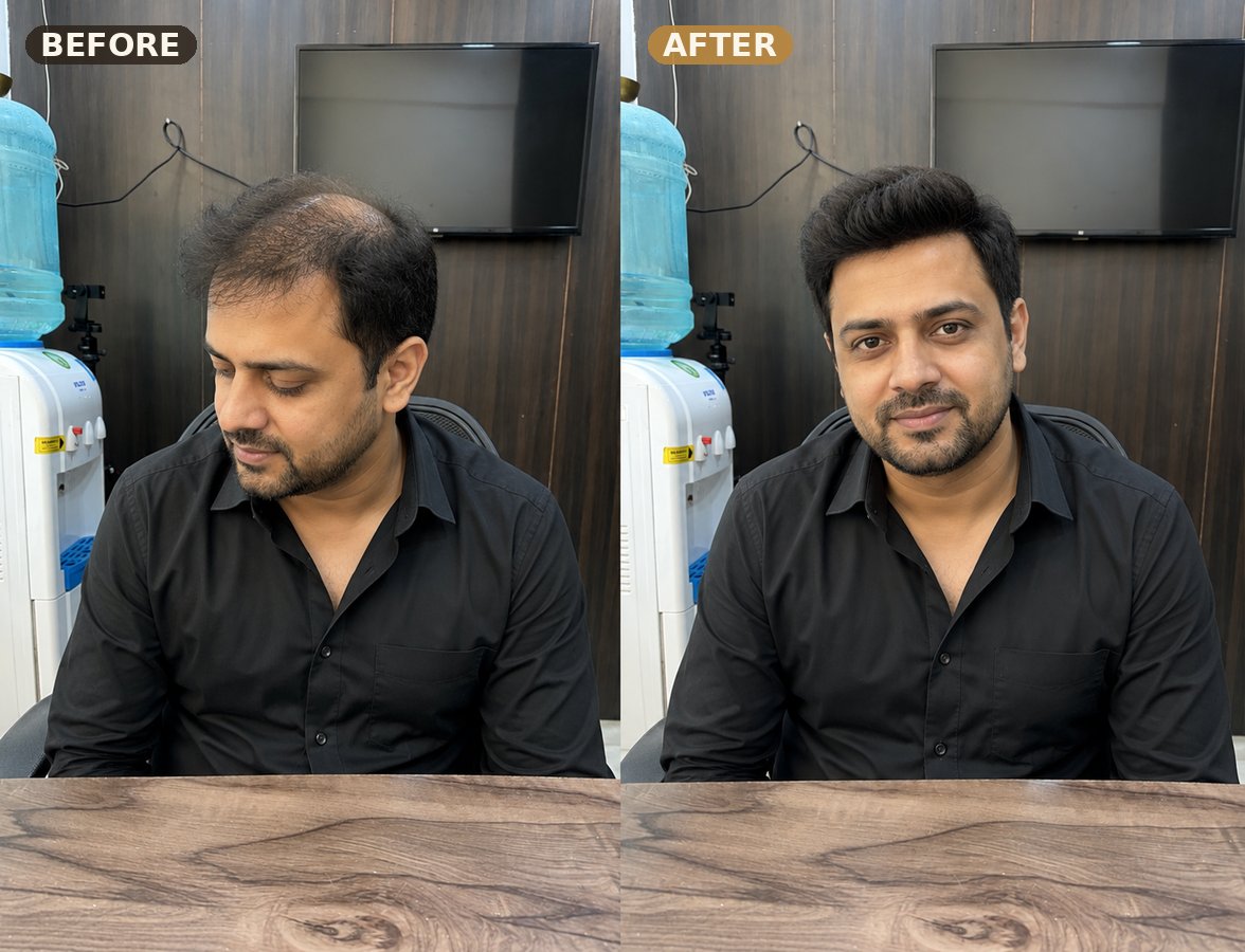 Hairs Hub Studio client before and after transformation